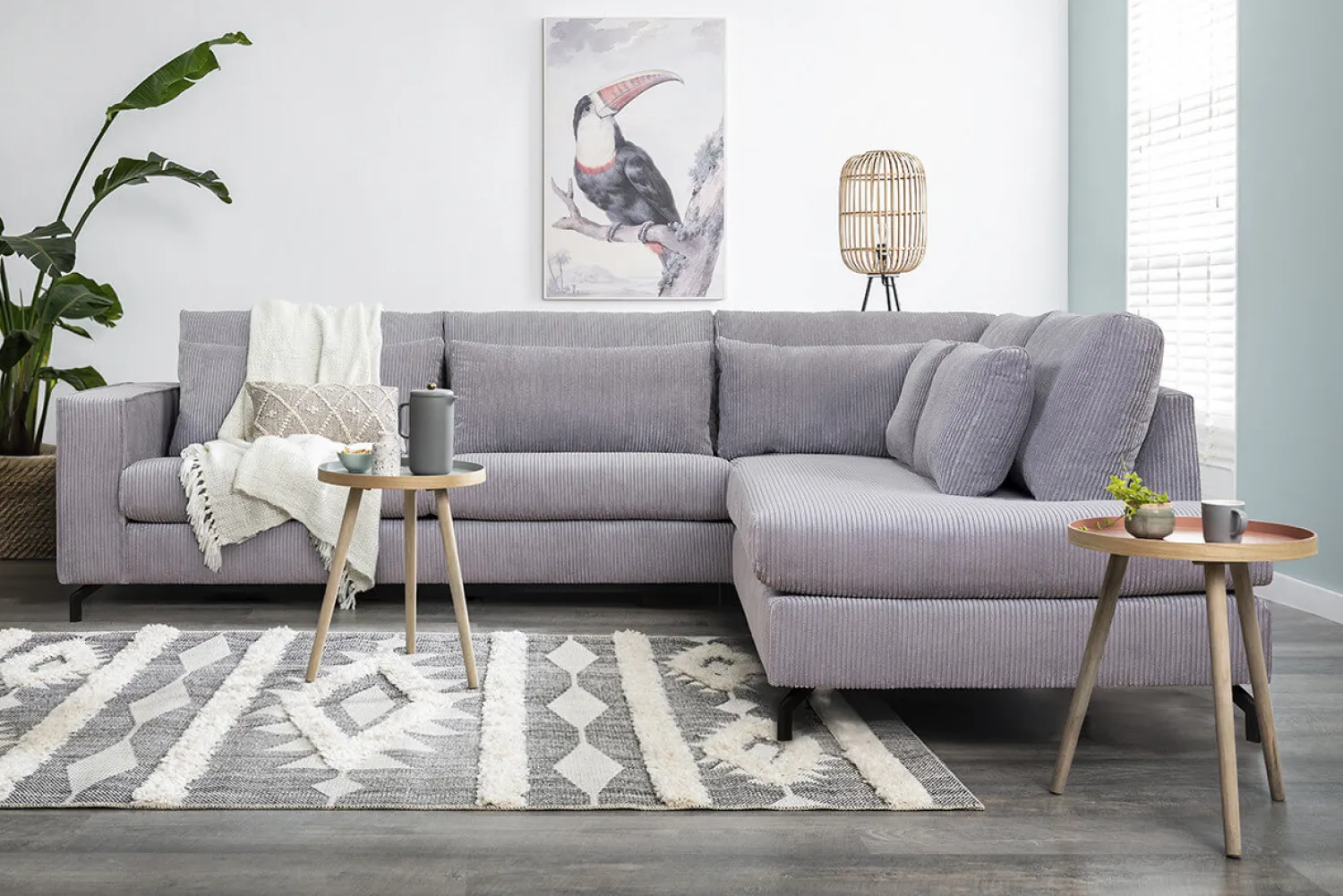 Woonsquare Austin hoekbank ribcord New