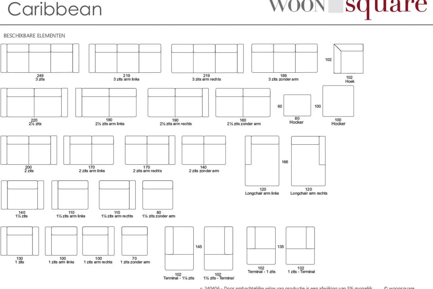 Woonsquare Caribbean 2½-zits lichtblauw Outlet