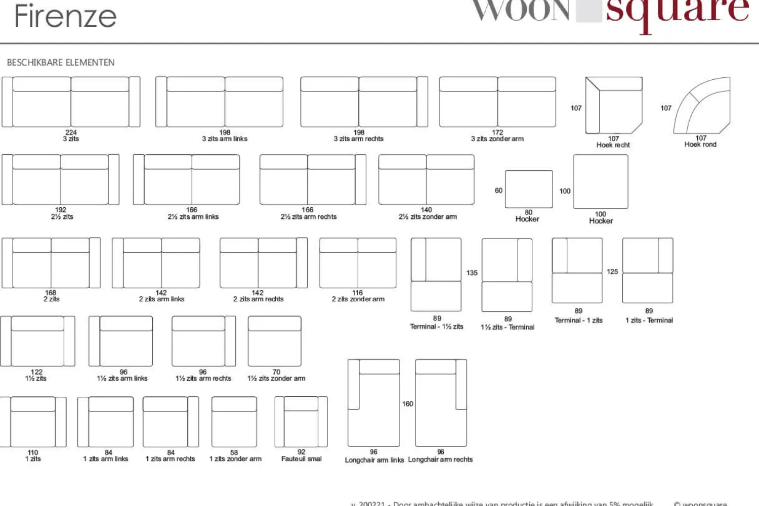 Woonsquare Firenze hoekbank zwart New