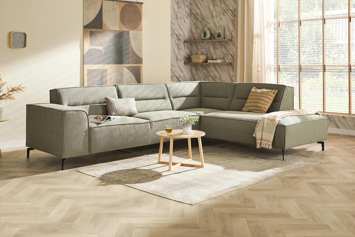 Woonsquare Porto hoekbank groen New