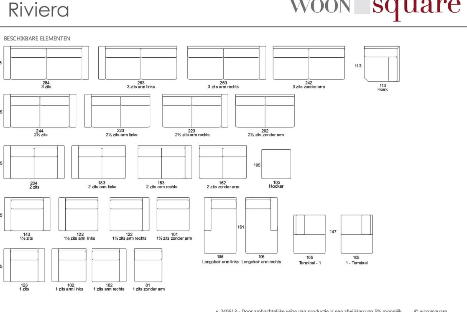 Woonsquare Riviera hoekbank naturel Outlet